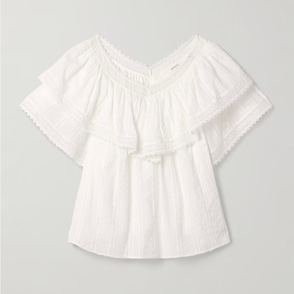 Doen Tops - NWOT Doen Cosenza Cotton Eyelet Off-Shoulder Ruffle Top